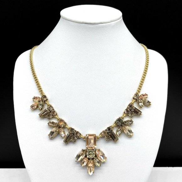 J. Crew Jewelry - J CREW Champagne Smokey Rhinestone Necklace Gold